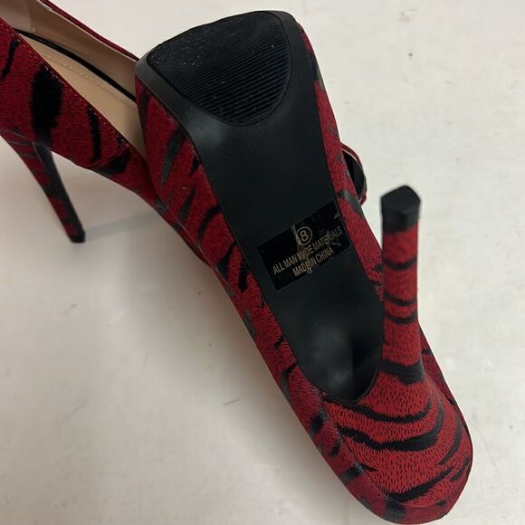 LILIANA Tiger Print peep toe platform stiletto heels, size 8 D17 - Picture 8 of 9